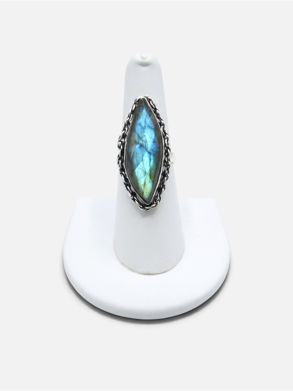 925 VINTAGE LABRADORITE FACETED RING